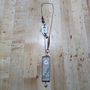 Handmade Assemblage Necklace Mixed Media Shabby Cottagecore Jewelry